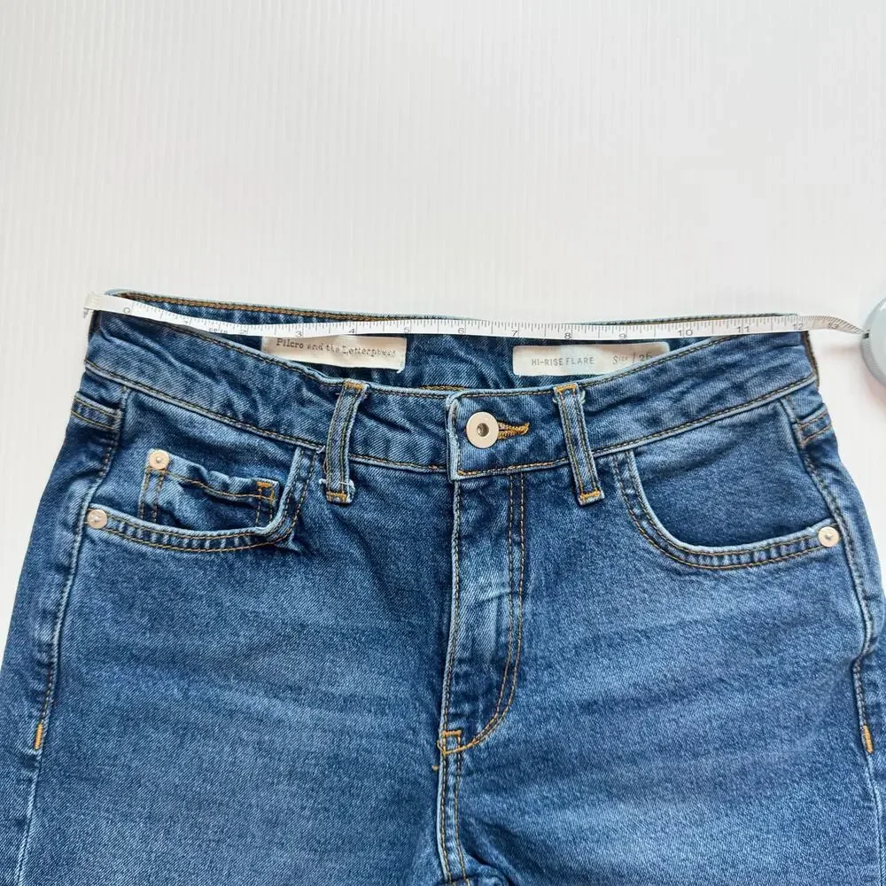 Anthropologie Pilcro Flare Jeans Women’s 26 Floral Embroidered Naturecore Boho - Picture 9 of 16